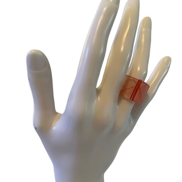 Awesome Acrylic Translucent Orange Ring. Purchased at Palm Springs Gallery - Picture 3 of 5